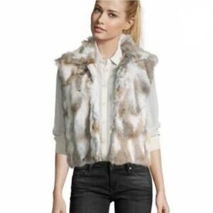 Adrienne Landau Rabbit Fur Vest in Natural Cream and Tan Tones
